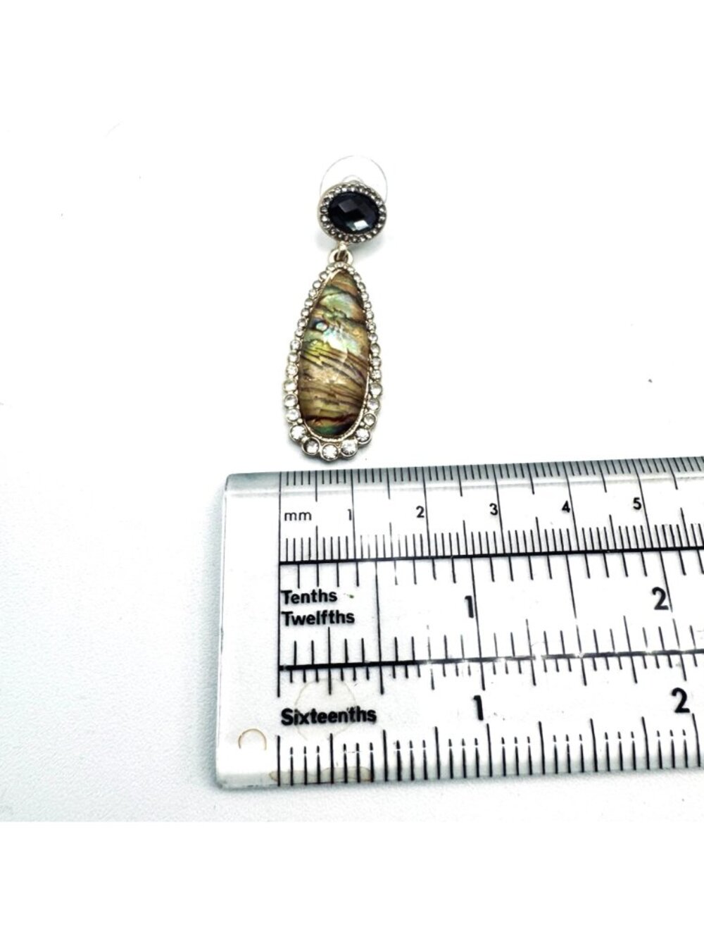 Boho Chic Art Glass Drop Dangle Earrings CZ Pave Trim Gold Washed tests at 12kt - Picture 8 of 8